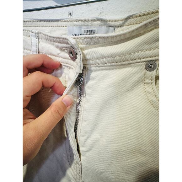 SOMETHING NAVY White Two Tone Denim Cotton Extra Wide Flair Jeans Size 25 - Picture 6 of 16